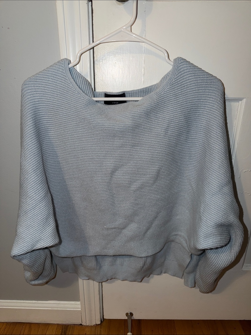 Kittenish Light Gray Ribbed Scoop-Neck Sweater
